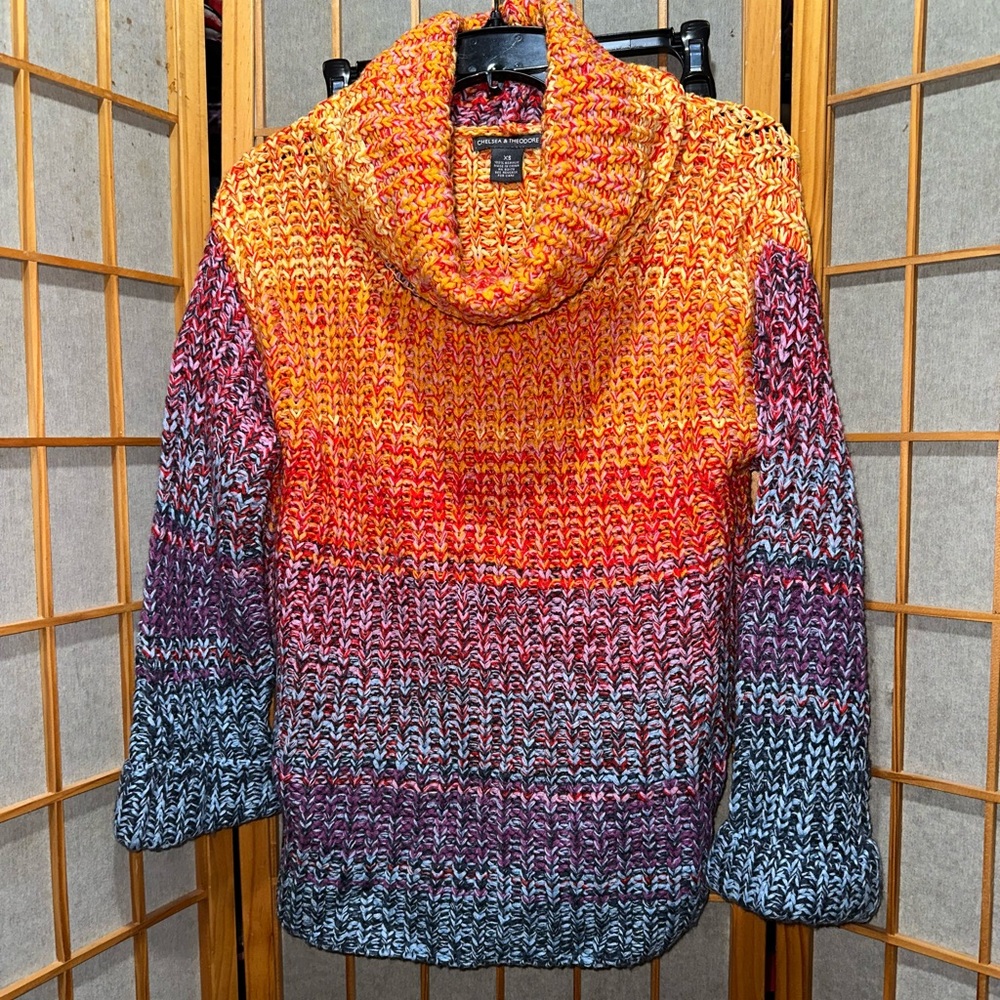 Chelsea & Theodore Vibrant Multicolor Cowl Neck Sweater